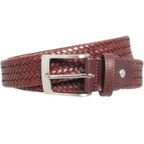 34 mm Fine Tubular Weave Belt Brown