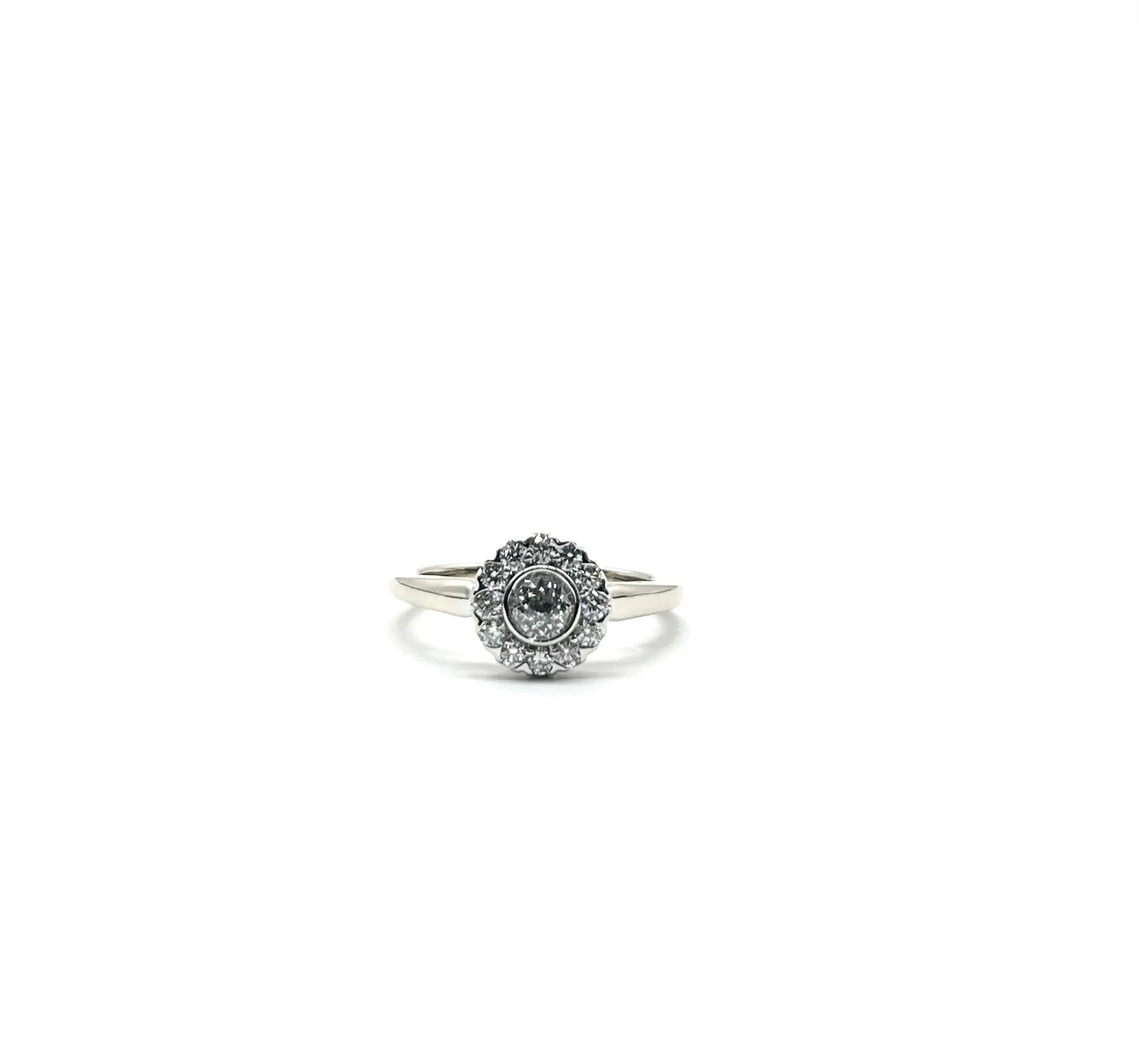 3/4ctw Diamond Bezel Basket Halo Ring