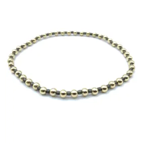 3mm Color Crush Newport Graphite & Gold Waterproof Bracelet 7"