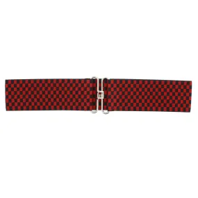 5.8cm Checkered Elasticated Waist Belt with Clasp Fastening