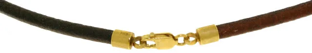 6 Carat 14K Solid Yellow Gold Leather Necklace Green Amethyst