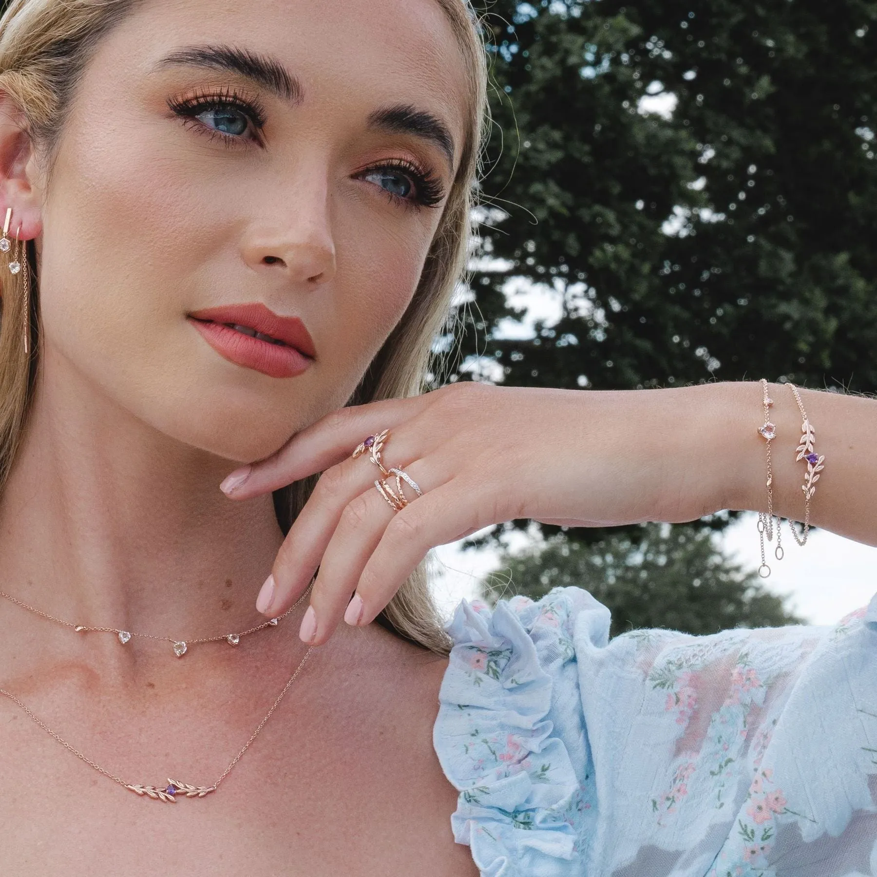 9 Karat Rose Gold Morganit-Herz-Halskette