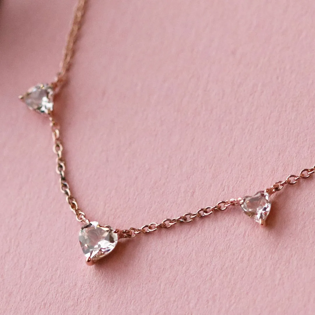 9 Karat Rose Gold Morganit-Herz-Halskette
