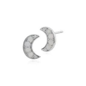 9 karat Weißes Gold Opal & Diamant Ohrstecker Ohrringe