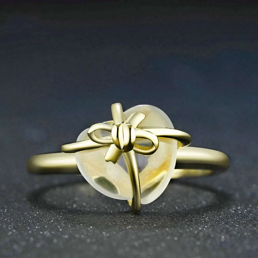 925 sterling silver lemon crystal love bow ring jewelry
