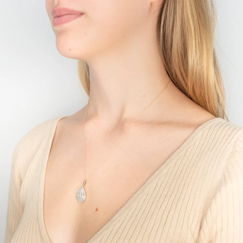 9ct Yellow Gold 1 Carat Diamond Pendant on 45cm Chain