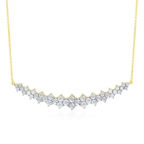 9ct Yellow Gold 1/10 Carat Diamond Curved Chain Necklace