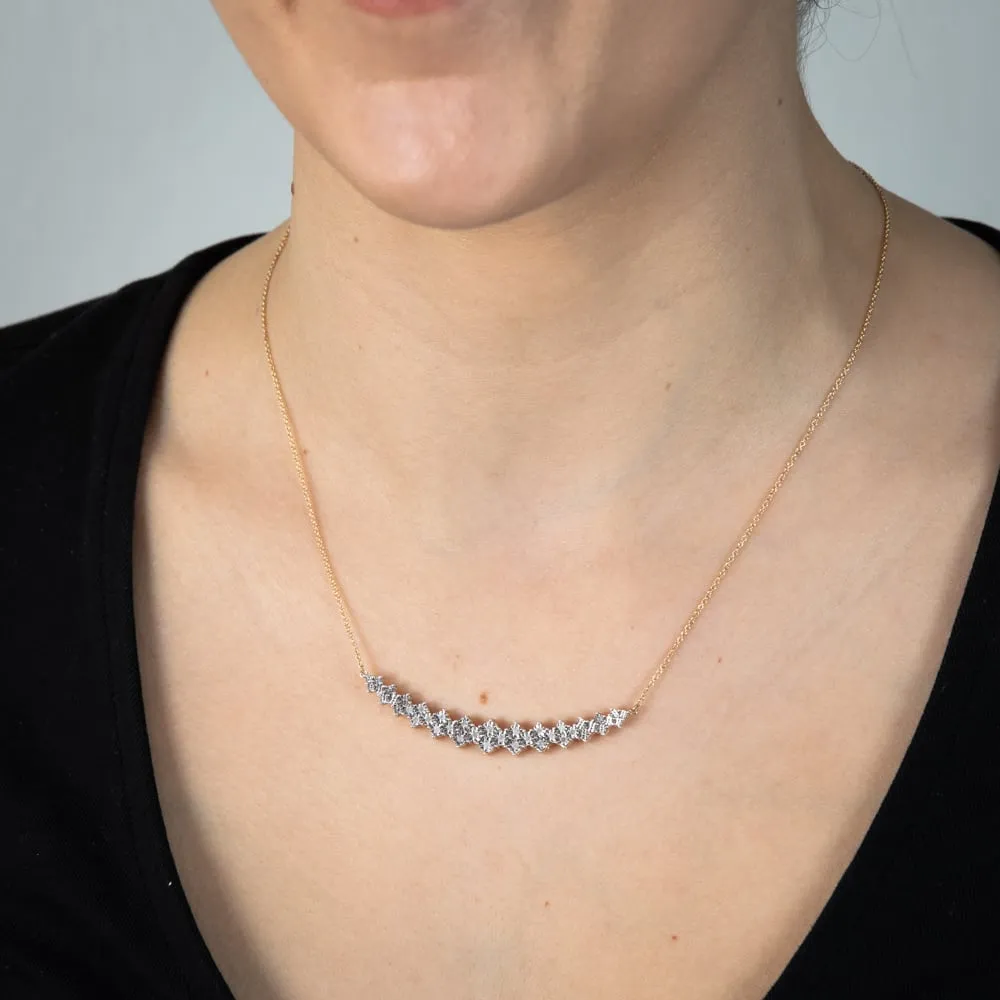 9ct Yellow Gold 1/10 Carat Diamond Curved Chain Necklace