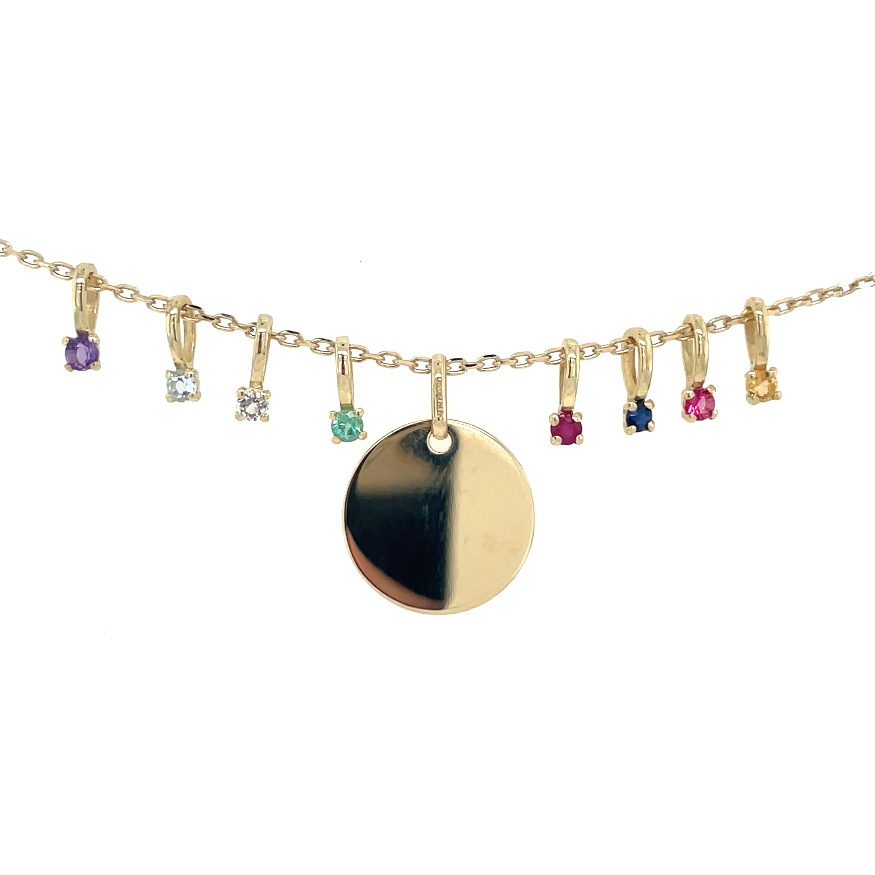 9ct Yellow Gold Round Birthstone Gemstone Charm