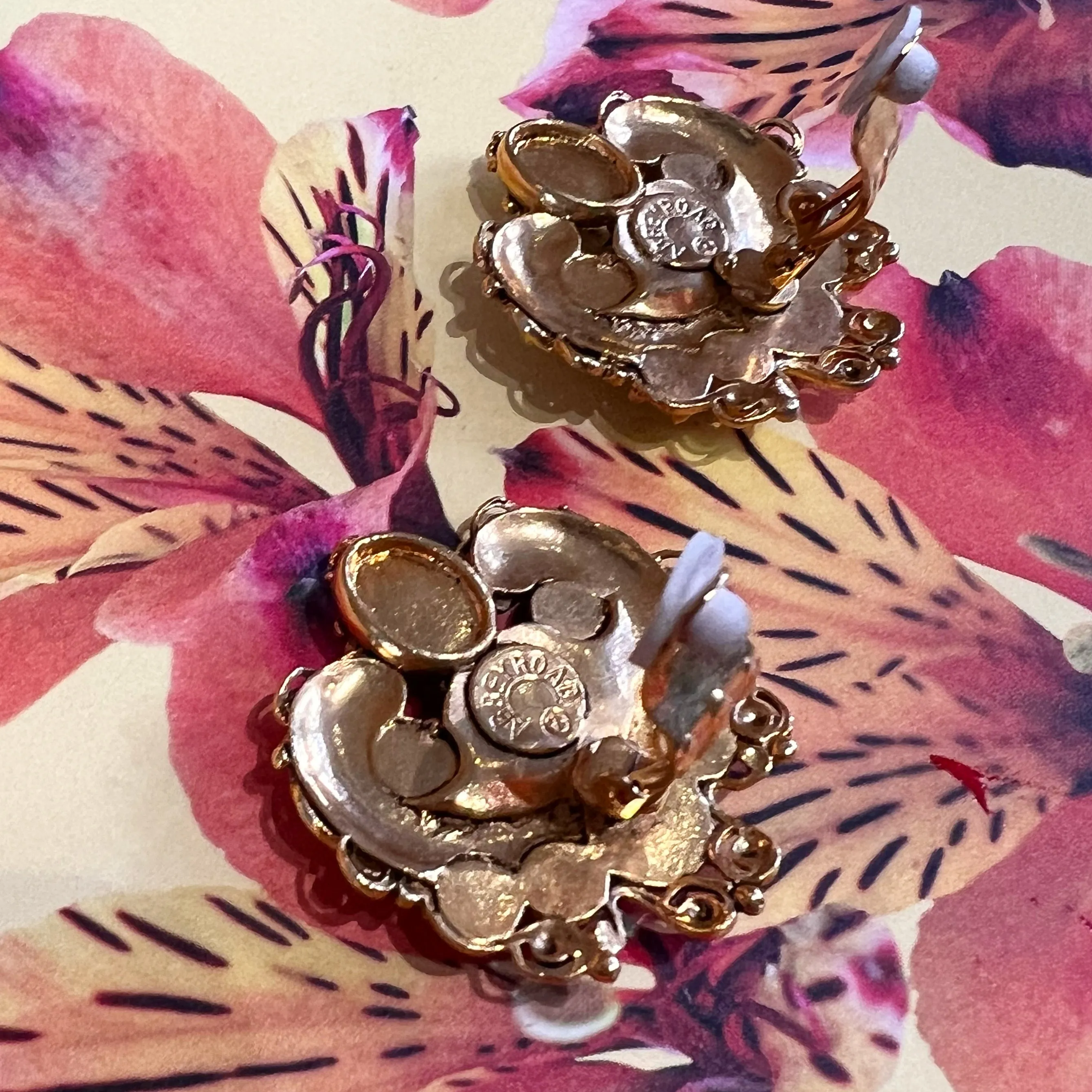 Abbey Road Gold, Pearl and Crystal Statement Clip On Earrings