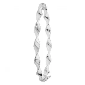 Acotis Silver Bangle Oval Dia Cut Twisted Hinged G4273