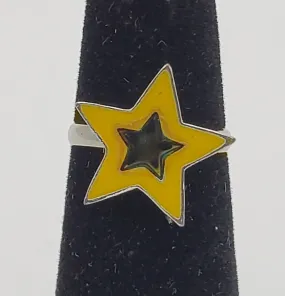 Adjustable Yellow & Blue Enamel Star Toe Ring - Size 2 