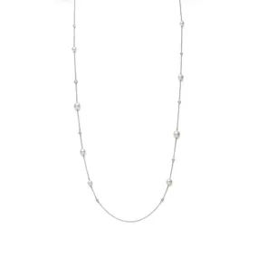 Akoya Cultured Pearl and Diamond Station Necklace