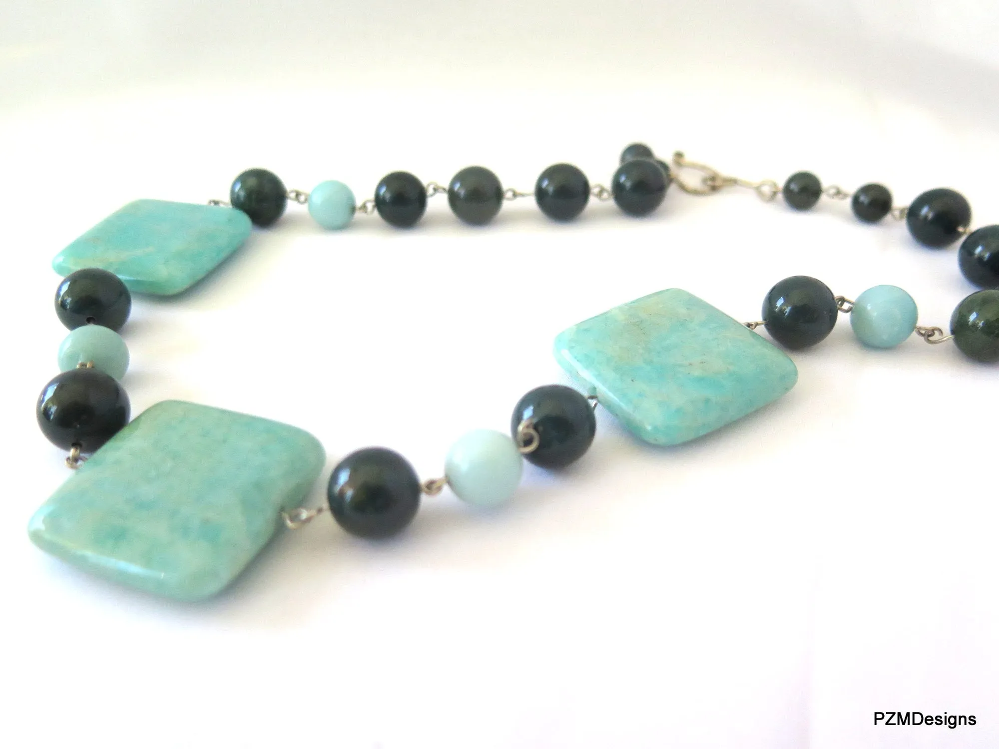 Amazonite and Bloodstone Handmade Necklace