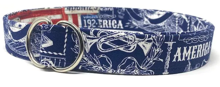 America Navy Blue D-Ring Belt by Oliver Green