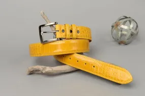 American Glazed Alligator Belt: Yellow