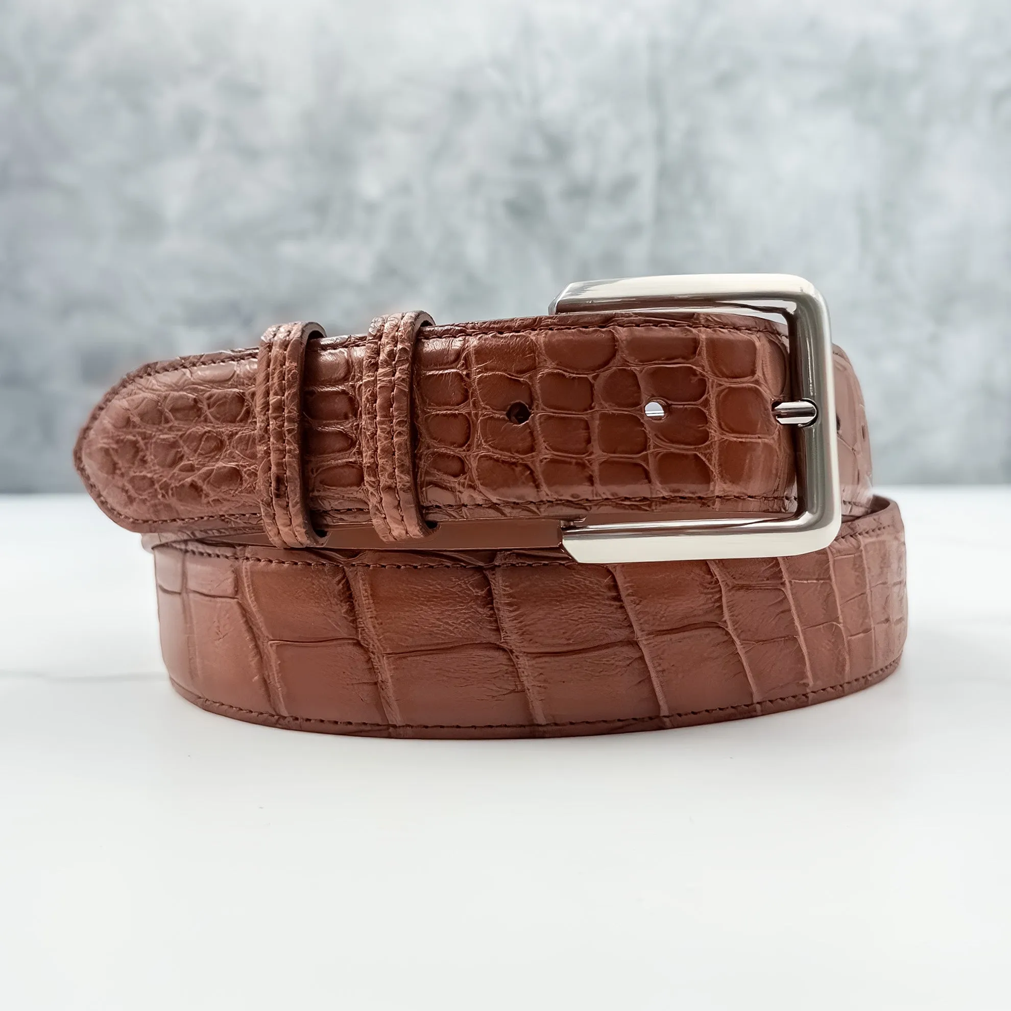 American Matte Alligator Belt One Piece: Cognac