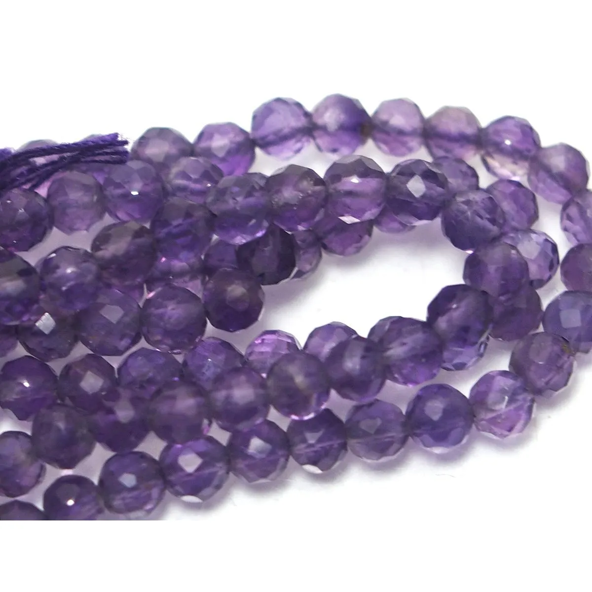 Amethyst AAA 4mm Faceted Rounds Strand