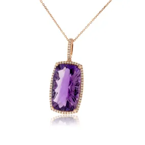 Amethyst and Diamond Halo Style Pendant
