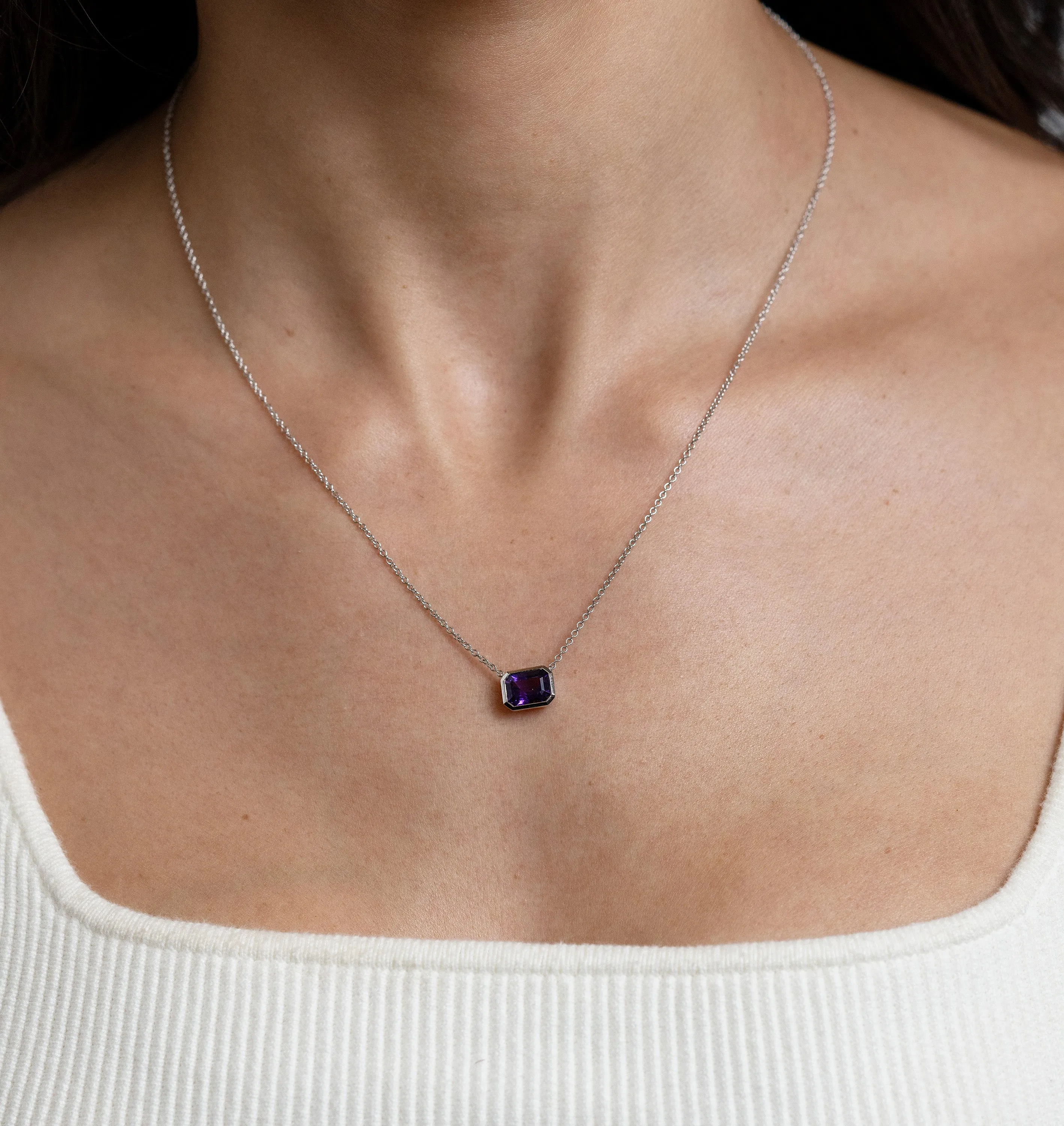 Amethyst Bezel-Set Pendant