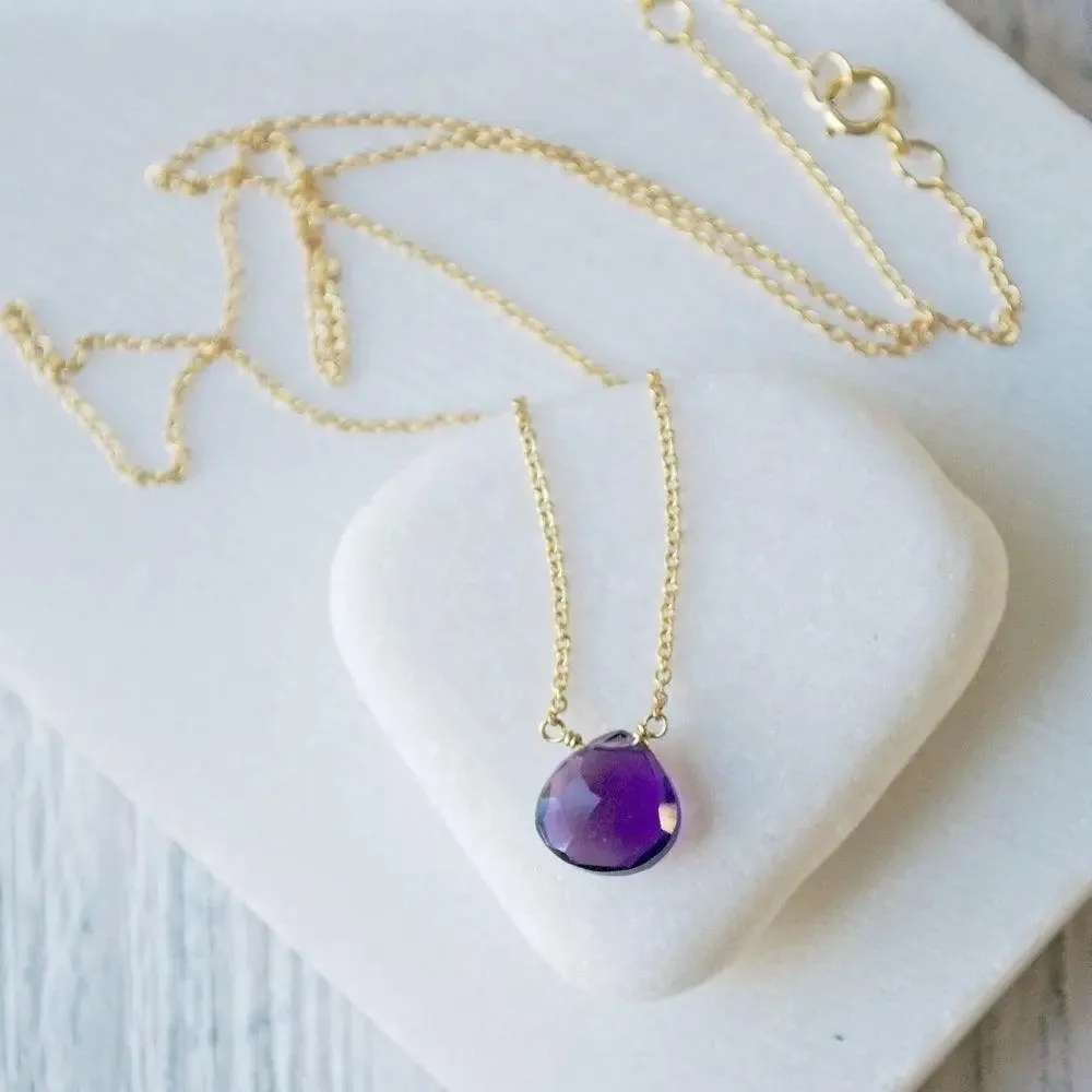 Amethyst Necklace with Gold Filled Chain