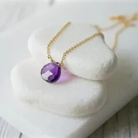 Amethyst Necklace with Gold Filled Chain