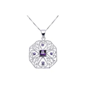 Amethyst Silver Filigree Necklace