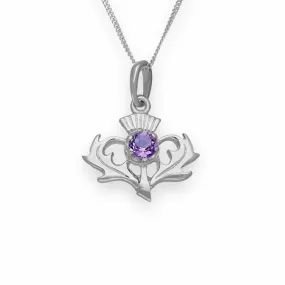 Amethyst Thistle Pendant In Silver