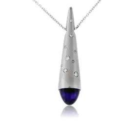 Amethyst Tipped White Gold and Diamond Pendant