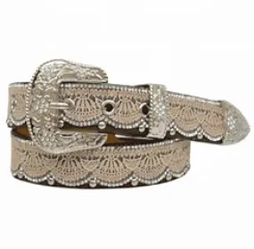 Angel Ranch Girls' Brown Lace, Crystal & Stud Western Belt