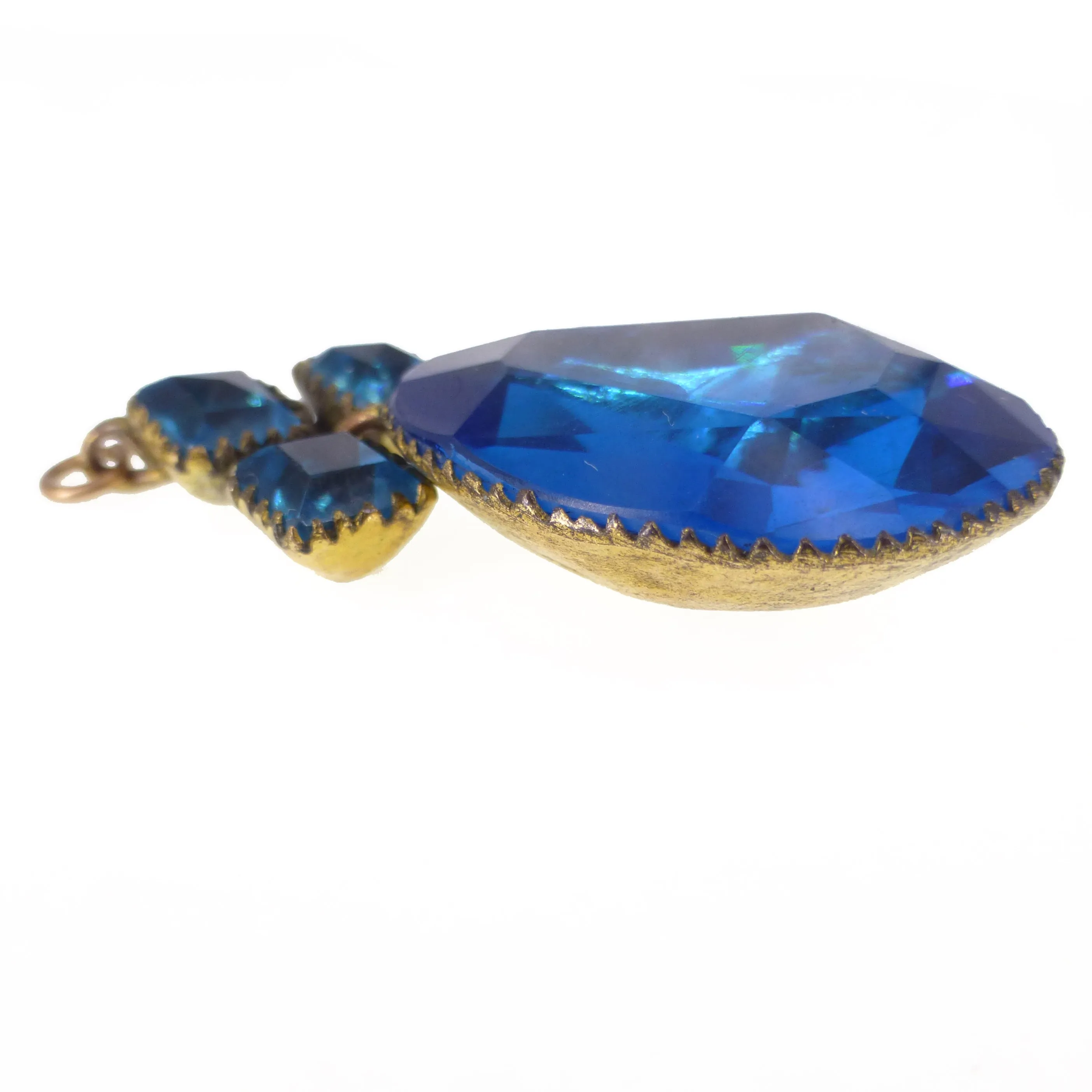 Antique Georgian Queen Anne Teal Blue Paste Pendant