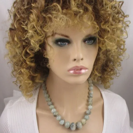 Aqua Gemstone Pale Amazonite Beaded Necklace