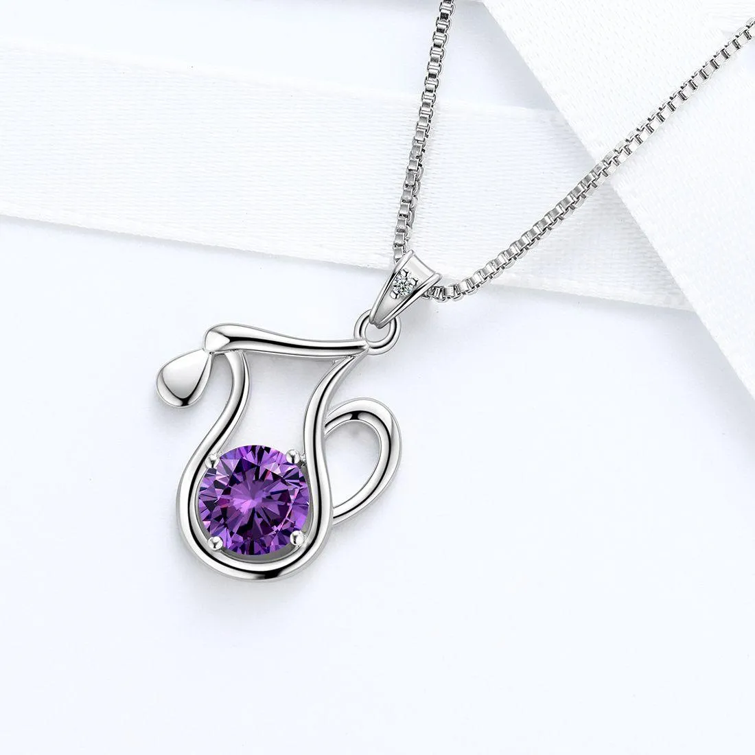 Aquarius Zodiac Necklace February Birthstone Pendant Women Girls Jewelry Birthday Gift Women Girls Jewelry Birthday Gift