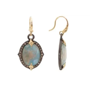Armenta 18K Yellow Gold and Blackened Sterling Silver Peruvian Opal and Champagne Diamond Drop Earrings