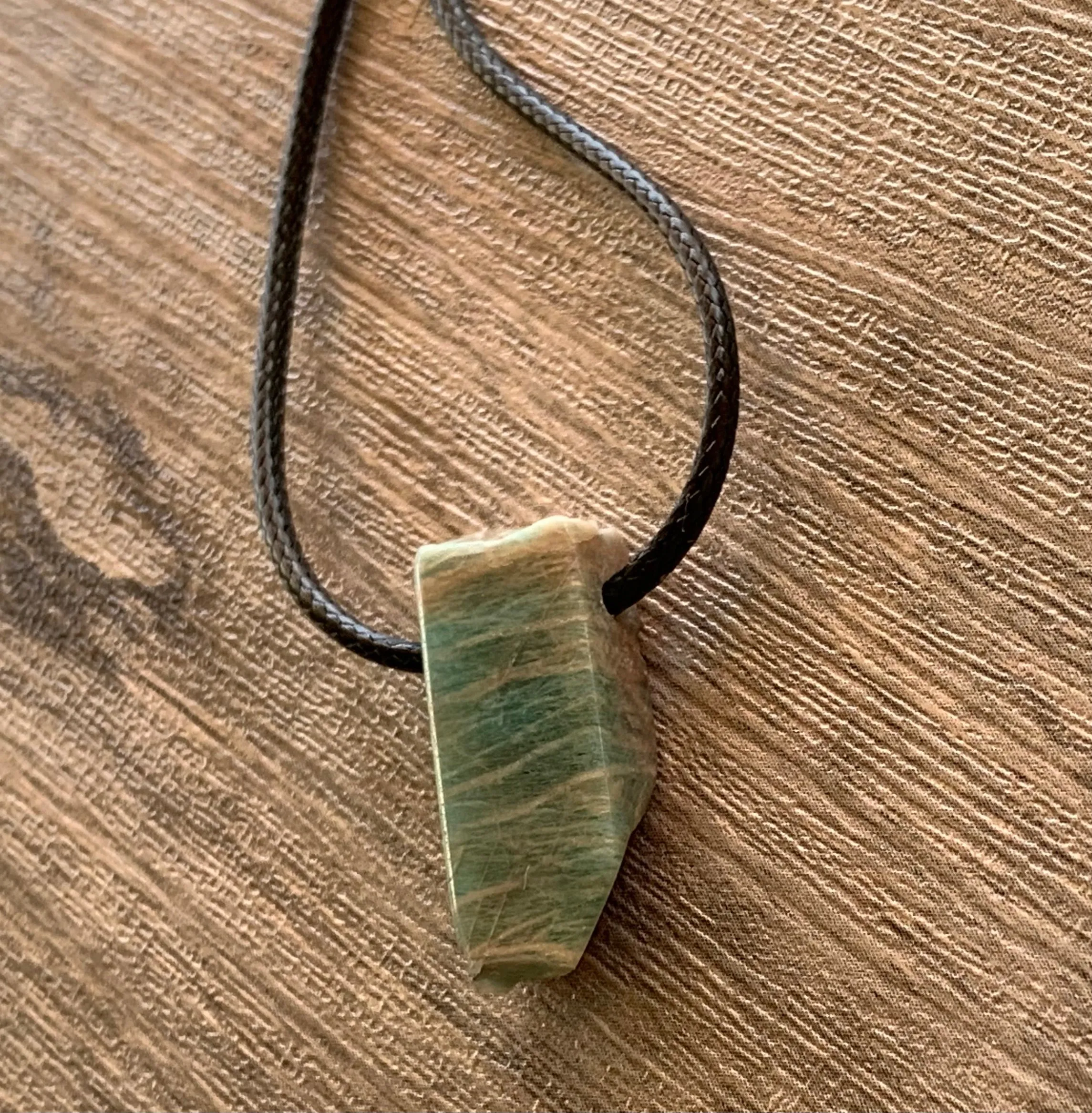 Art Handmade Amazonite Crystal Cord Necklace