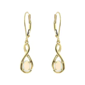Australian White Opal Cabochon Drop Earrings