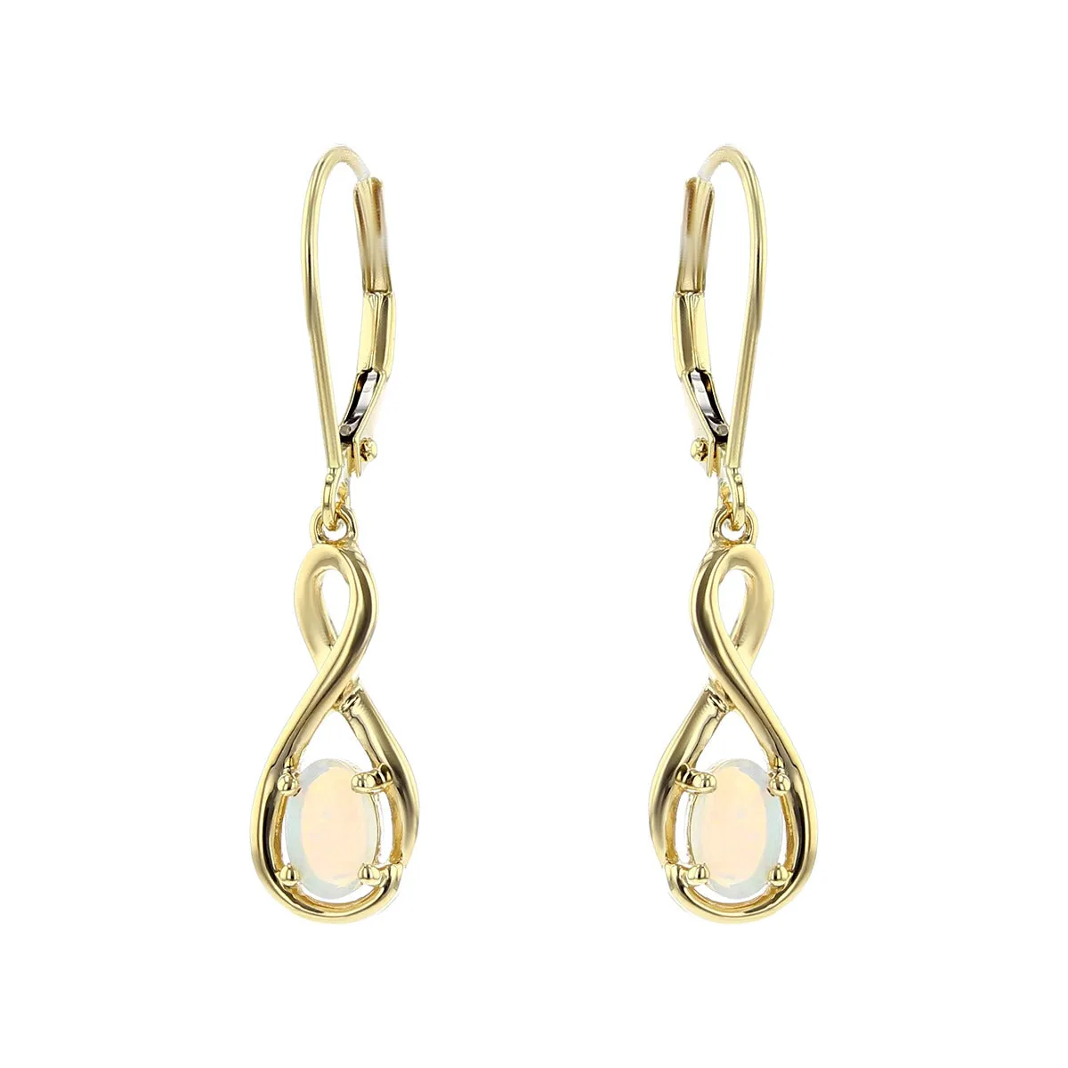 Australian White Opal Cabochon Drop Earrings