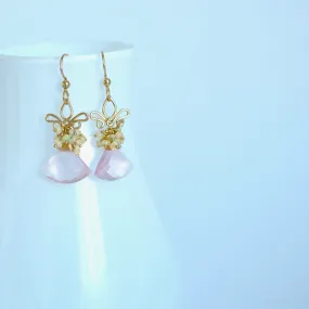 Azucena - Rose Quartz, Ethiopian Opal Gold Filled Earrings