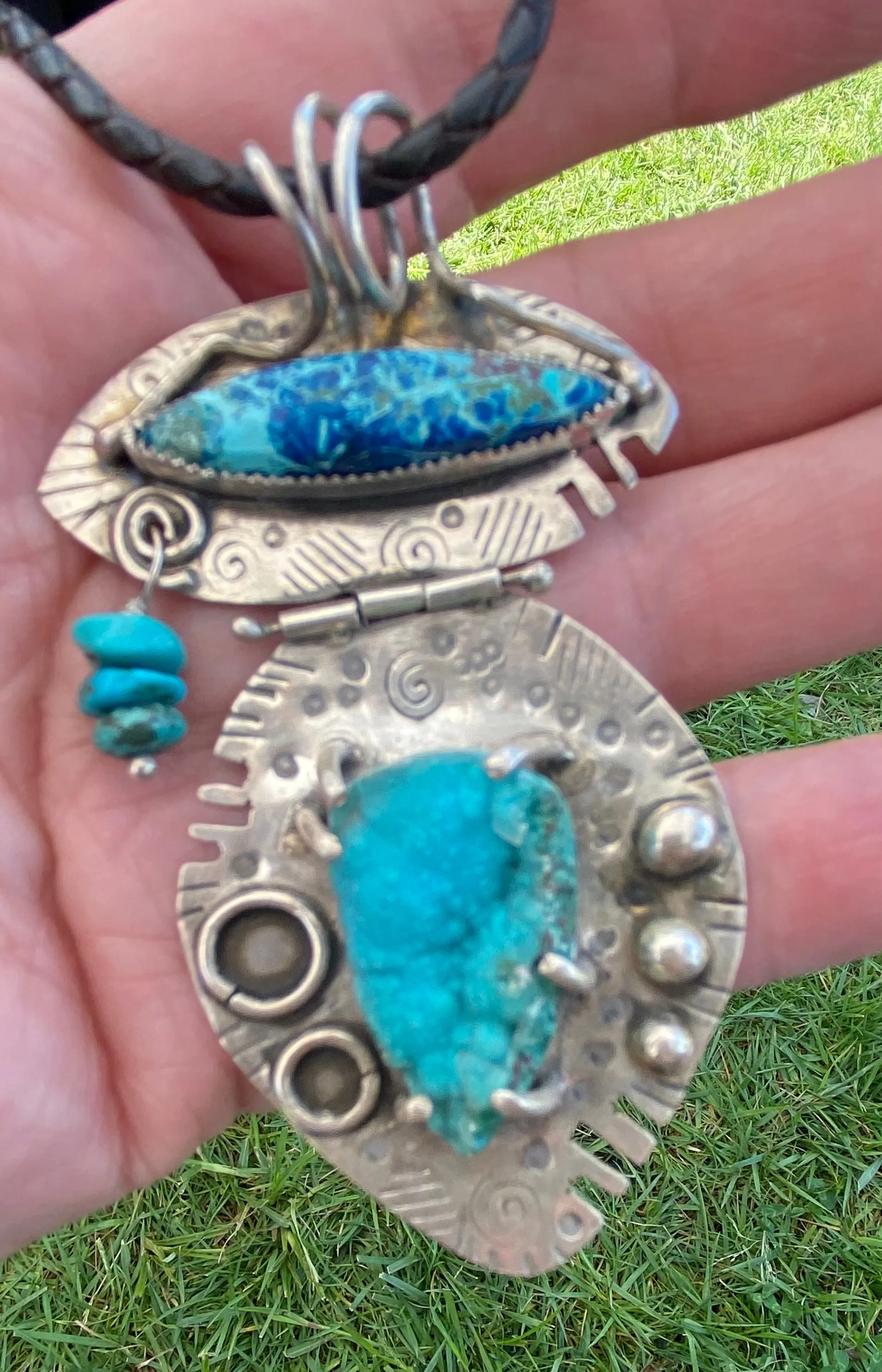 Azurite Malachite Druzy Pendant