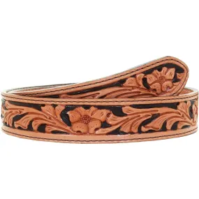 B1028 - Natural Floral Tooled Belt