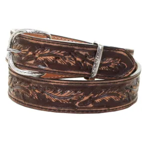 B955 - Brown Vintage Tooled Belt