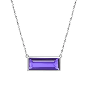 Bar Birthstone February Amethyst Necklace Women Girls Jewelry Birthday Gift Sterling Silver