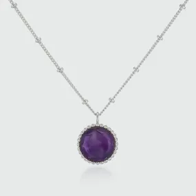 Barcelona Silver February Amethyst Birthstone Necklace