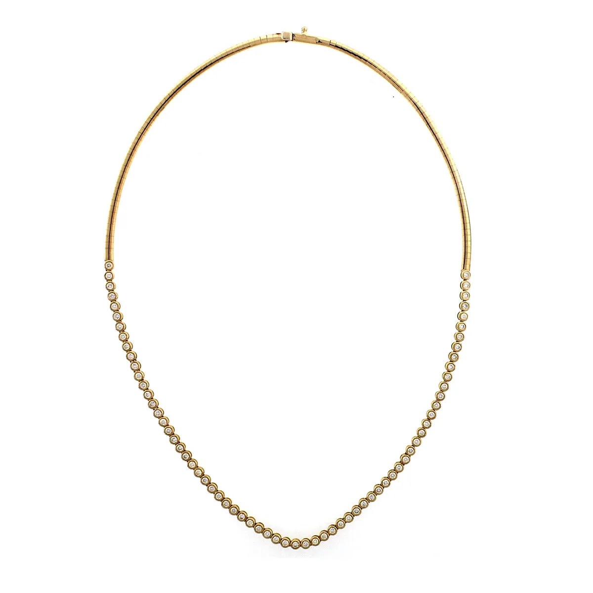 Bezel-set Diamonds on Omega Chain Necklace