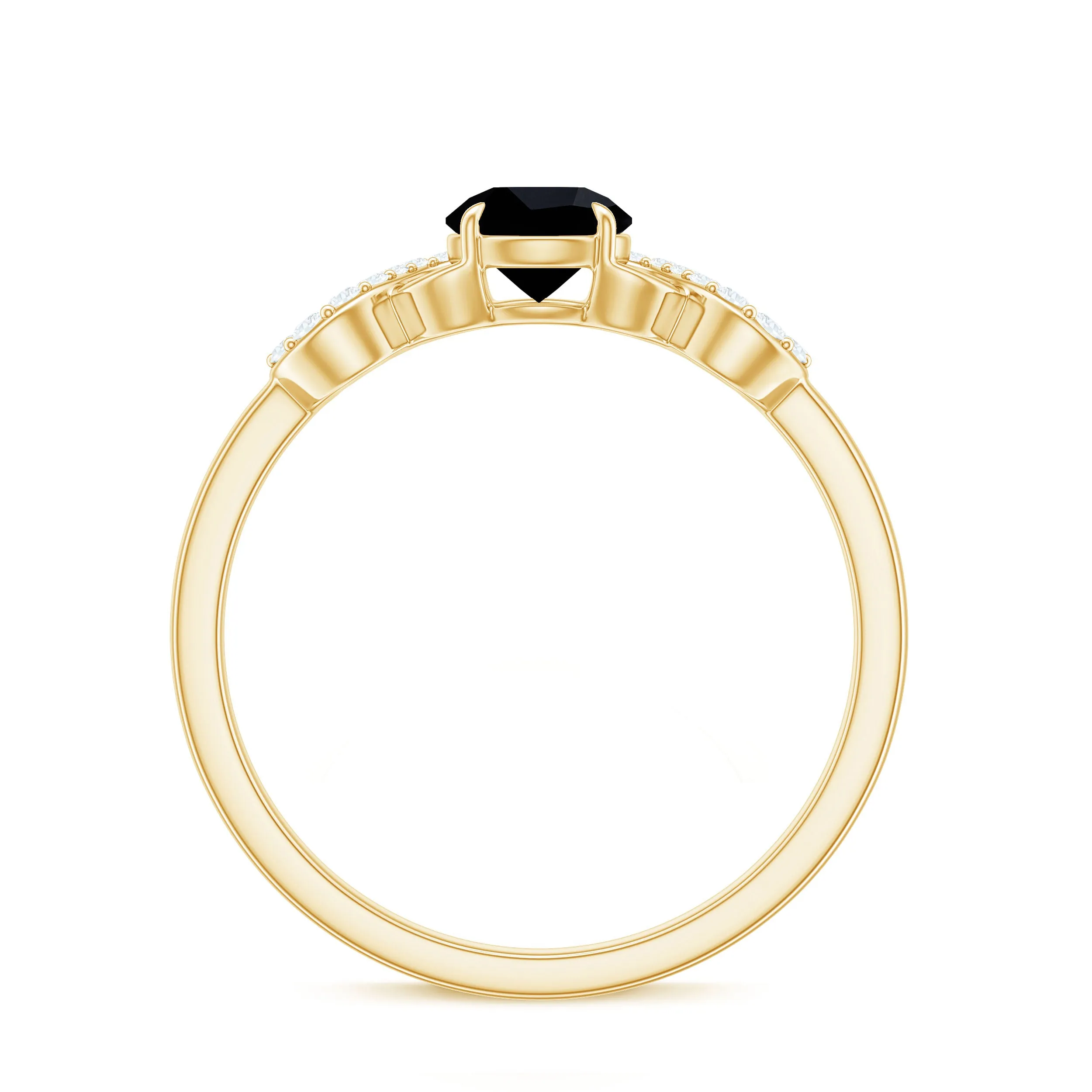 Black Spinel Infinity Engagement Ring with Diamond