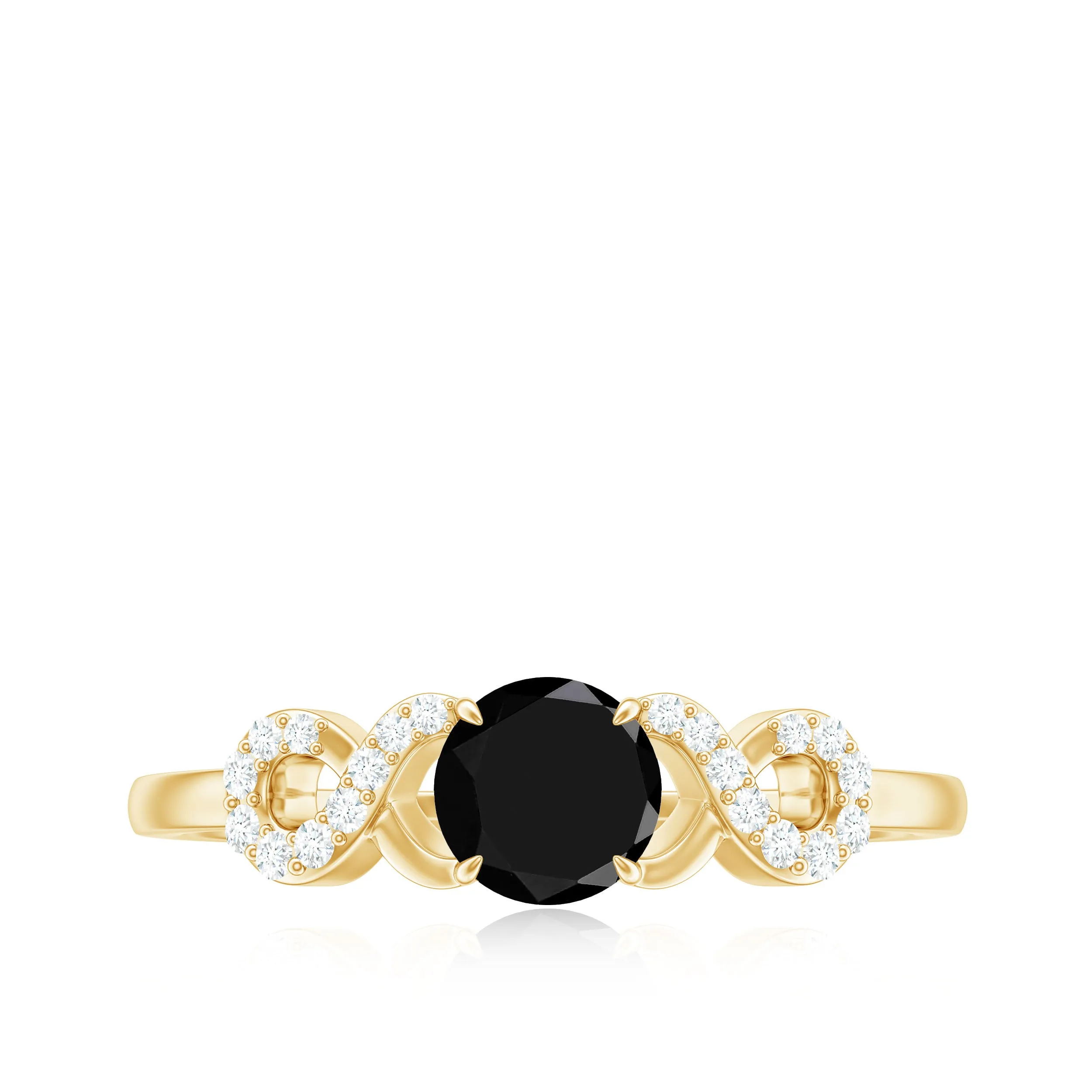 Black Spinel Infinity Engagement Ring with Diamond