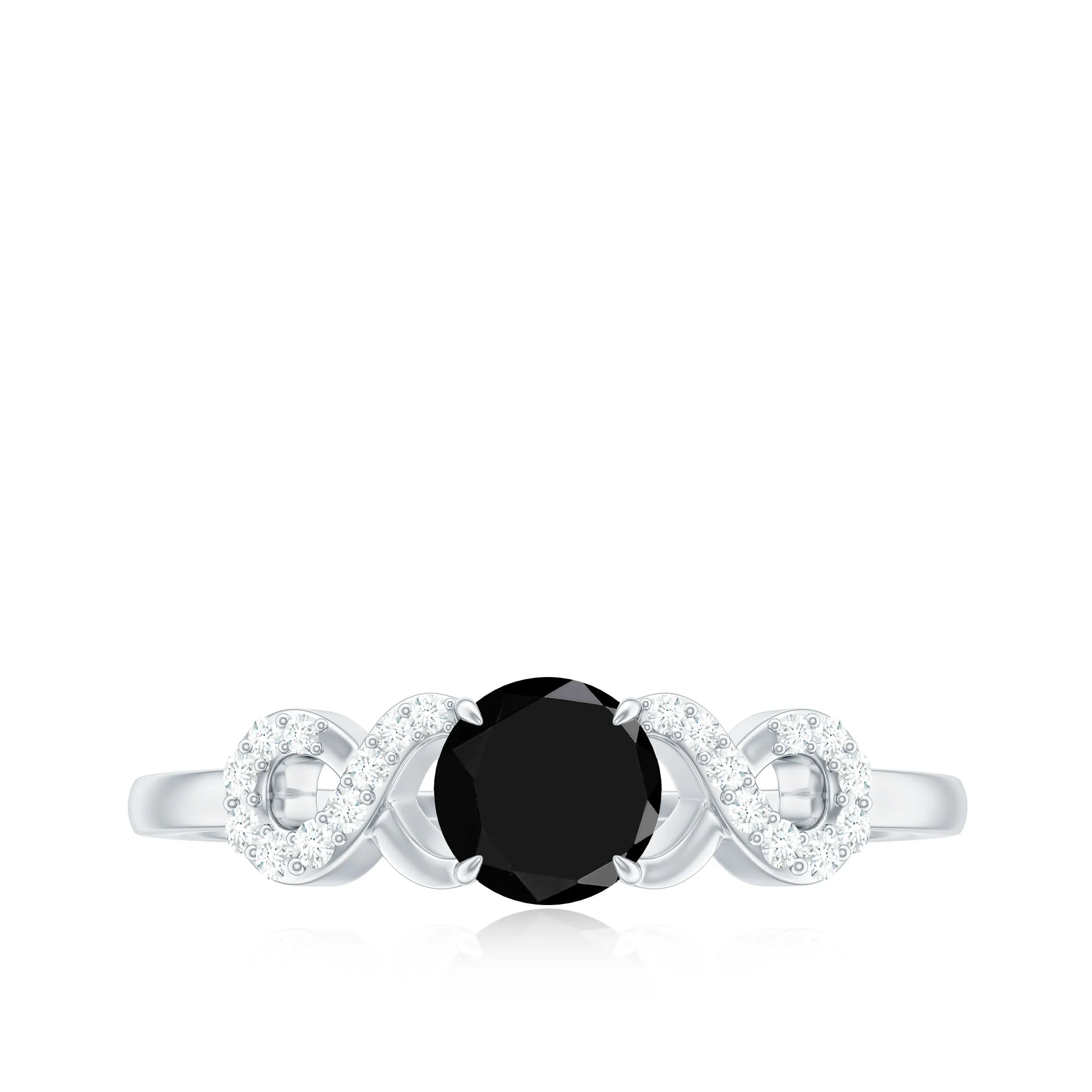Black Spinel Infinity Engagement Ring with Diamond