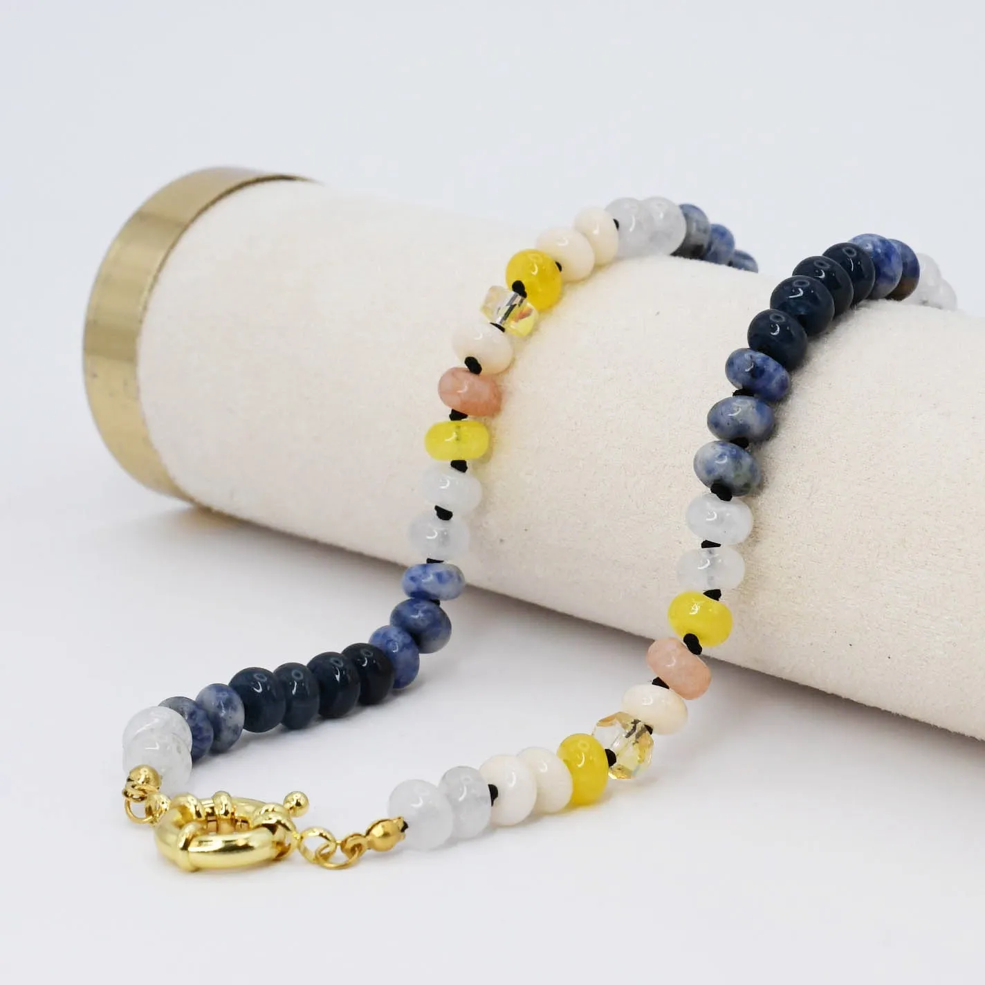 Brooke Navy Gold Gemstone Necklace by Treasure Jewels