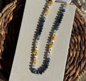 Brooke Navy Gold Gemstone Necklace by Treasure Jewels
