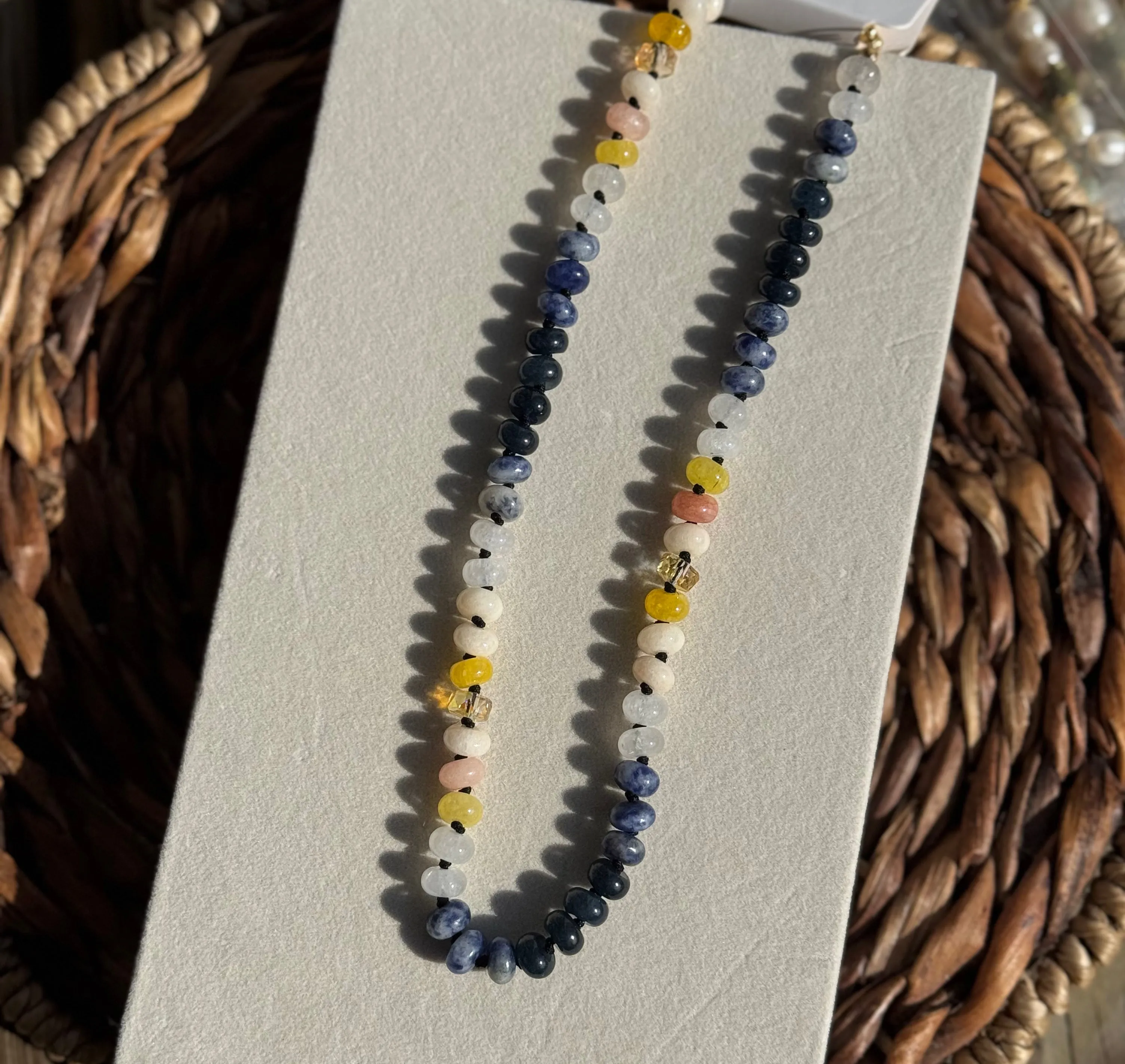 Brooke Navy Gold Gemstone Necklace by Treasure Jewels
